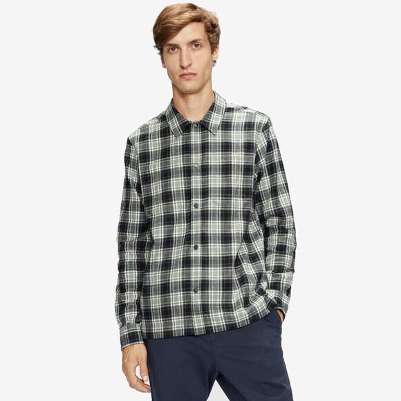 Ted Baker Men's Green Plaid Flannel Cotton Casual Classic Button Shirt Size XL - Picture 1 of 7